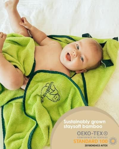 Cuddledry Cuddleroar Bamboo Soft Hooded Towel | Fun Toddler and Baby Bath and Swim Hooded Towels | Made with 100% Oekotex Accredited Bamboo & Cotton | Perfect For Ages 1-3 | Green Dinosaur