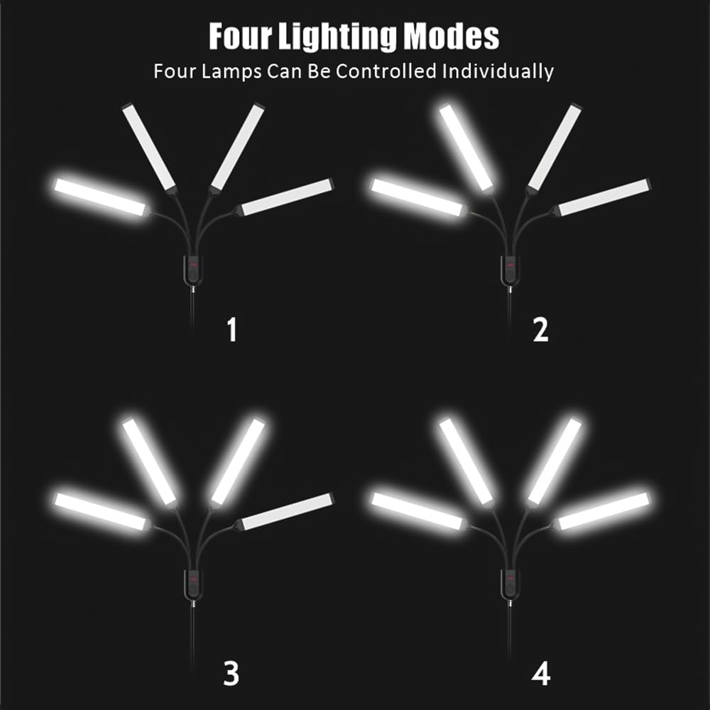 Andoer Luce Video LED Flessibile a 4 Bracci per Fotografia Foto-video LED Luce per Selfie Lampada Cosmetica Luce di Riempimento per Tatuaggi Trucco Live Streaming e Studio Fotografico Studi