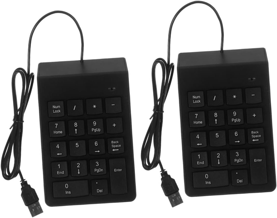 Vaguelly 2pcs USB Numeric Keypad Portable 18-Key Mini Keyboard for Laptop Desktop PC Accountant Office Use