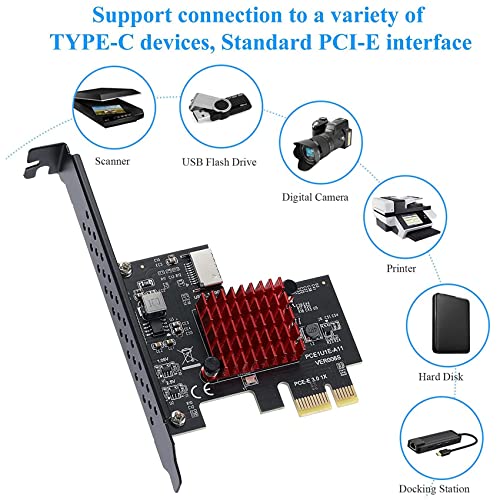 Carte d'extension PCIe USB 3.1 Gen2 Type-E 10Gbps pour panneau avant Windows - 7