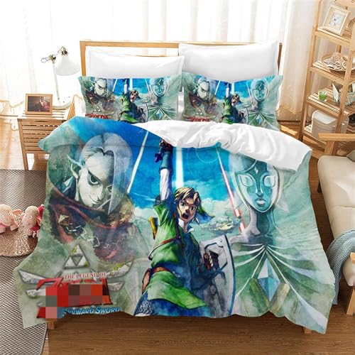 Fgolphd Zelda Bed Linen and Pillowcase 3D Digital Print Microfibre Bedding Sets for Girls Teenagers (12, Single 135 x 200 cm)