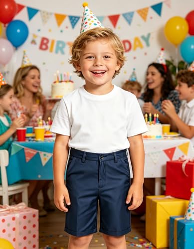 Image of Boy Shorts Kids Stretch School Uniform Clothes Flat Front Dress Casual Shorts with Pockets for Summer