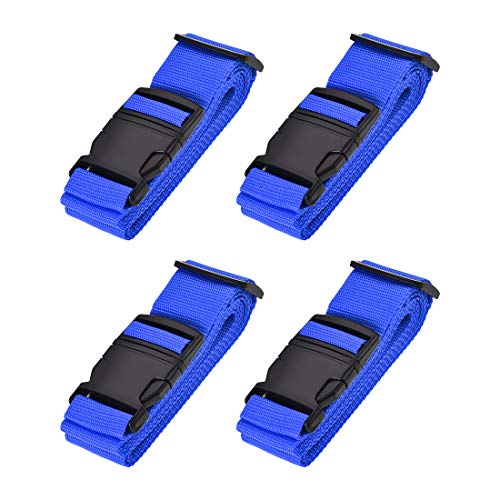 Image of uxcell Luggage Straps Suitcase Belts with Buckle Label, 2x78 2Mx5cm Adjustable PP Travel Bag Packing Accessories, Dark Blue 4Pcs