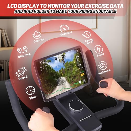 Image of GarveeLife Exercise Bike, Cardio Stationary Bikes for Home, 276LBS Weight Capacity Indoor Cycling Bike with LCD Monitor, Smart App, Seat Cushion, Rear Flywheel, Workout Bike for Home Cardio
