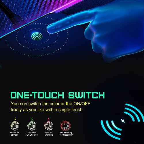GIM RGB Gaming Mauspad 15W Qi Mousepad LED, 10 Beleuchtungsmodi mit 15W Schnellladung Qi Kabelloses Laden für I-Phone Handy, Kopfhörer, Wasserdicht, rutschfest für Gaming, Schreibtische, PC und Büro - Zusatzansicht 4 | TV | Video | Foto