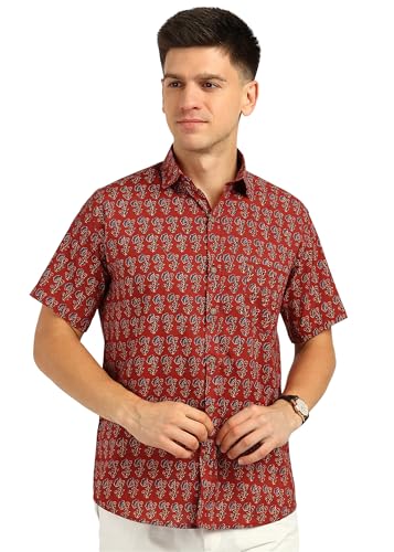 Image of BLOCKS OF INDIA Cotton Hand Block Print Half Sleeves Summer Shirt for Men