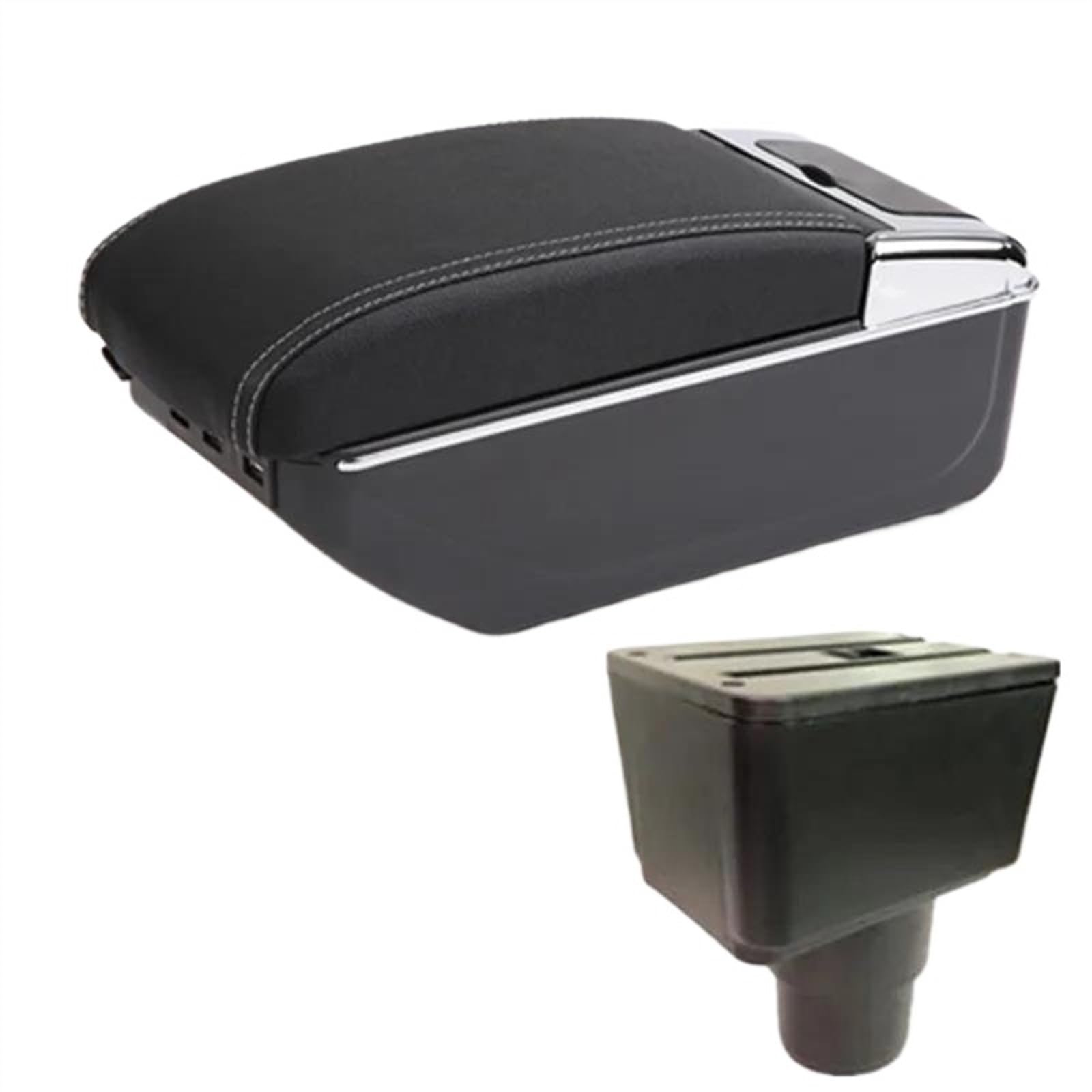 DYDGUTUFB Car Armrest Box Center Storage Box Retrofit Interior Accessories For FORD For EcoSport 2018-2023 (C3 white line 7USB)