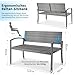 LIFERUN Gartenbank Wetterfest, Balkon Bank, Polyrattan Sitzbank Outdoor, 2 Sitzer Gartenbank Rattan, 320kg Belastbar, 122x60x85cm, Gemütliche Gartenmöbel Bank, Einseitiges Rattan Sitzbank, Grau