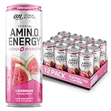 OPTIMUM NUTRITION ESSENTIAL AMINO ENERGY Plus Electrolytes Sparkling Hydration Drink, Watermelon, Keto Friendly BCAAs, 12 Count