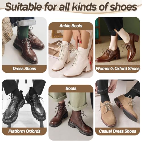 Image of YFINE Waxed Round Shoe Laces: 2 Pairs Oxford Shoelaces for Dress Shoes Boot | 4mm Thick, 20 Colors, 24 inch-71 inch, for Business Footwear, Chukka Boots, Men & Women
