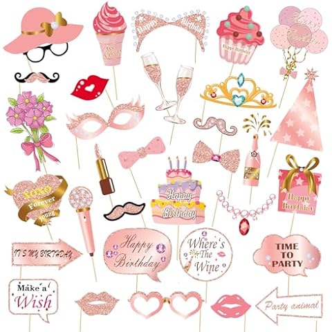 33 PCS Pink Baby Shower Photo Booth Props Cover