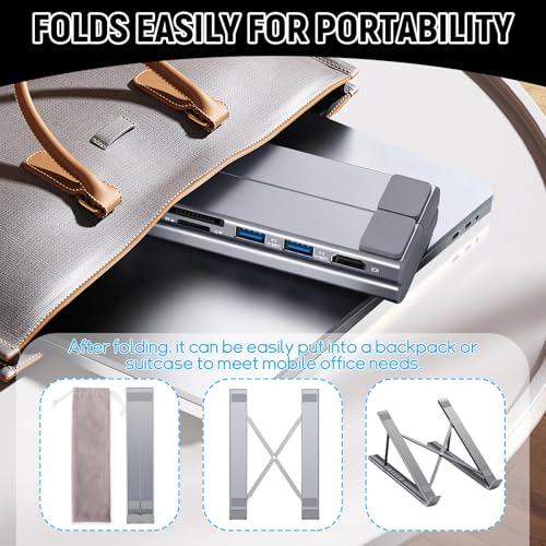 CISSIYOG Soporte para Portátil,con Docking Station USB C 7 en 1,Soporte Laptop,HDMI 4K, 2 USB 3.0, 1 SD, 1 USB C, 100 W PD,Compatible con MacBook Pro/Air, iPad Pro, XPS - imagen 6