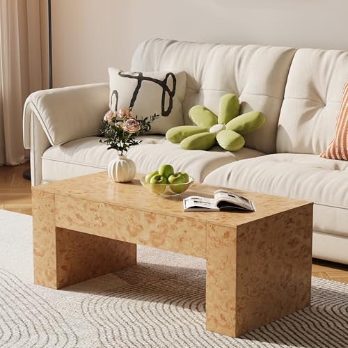 NinPeen 45“ Burl Rectangle Coffee Table,Burl Center Table for Living Room