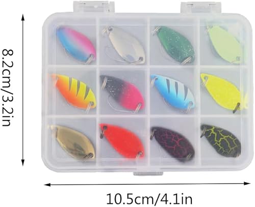 Miniatura 8 de TopHomer Juego de cebos giratorios de 12 piezas, kit de señuelos de pesca surtidos de metal duro, señuelos en línea Spinnerbait de agua dulce y