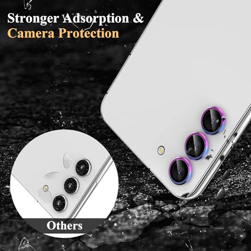 Image of Skinomi Camera Lens Protector Compatible with Samsung Galaxy S23 plus 5G [Anti-Scratch] Premium Tempered Glass Film Aluminum Alloy Lens Ring Cover, Rainbow Titanium