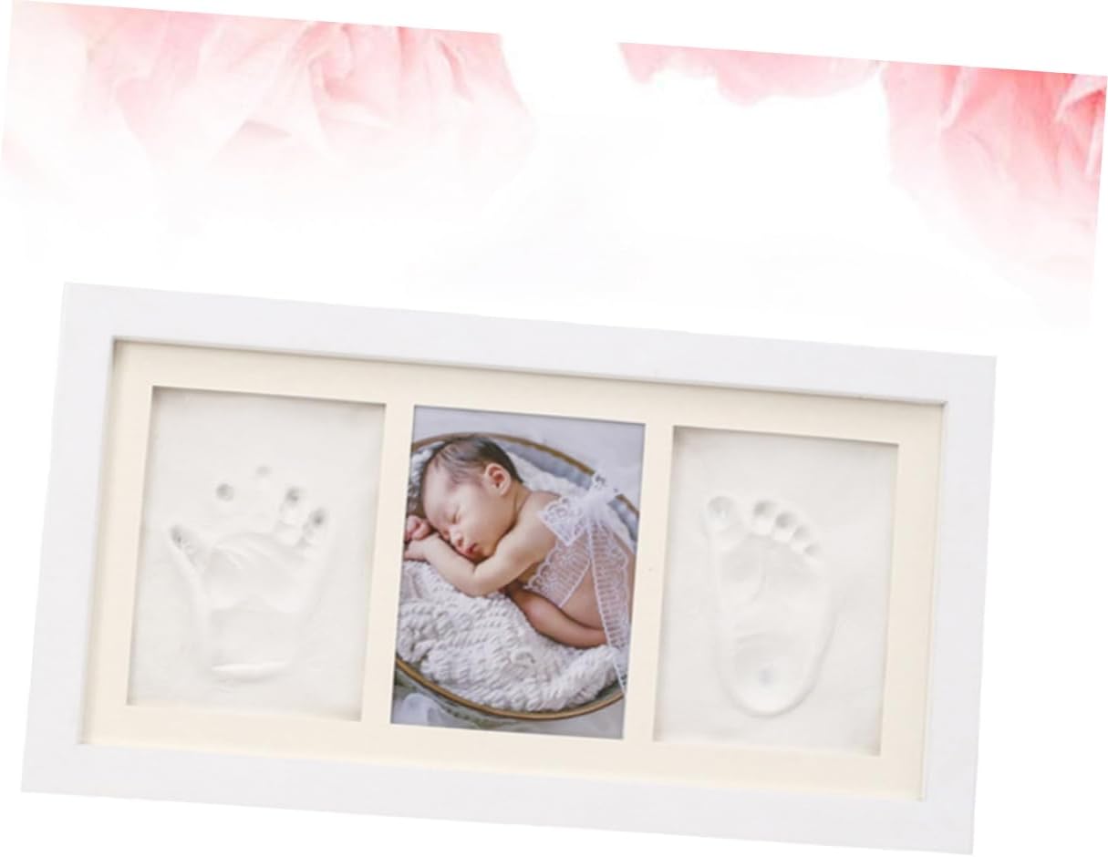Totority Hand and Footprint Photo Frame Creative Keepsake Holder for Newborn Memories Chic White Decor for Home Office Includes White for Easy Imprints