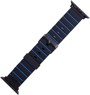 Silicon Waterproof Watch Replacement Strap Lines Design Compatible For Watch 38MM, 40MM Or 41MM - Navy Blue