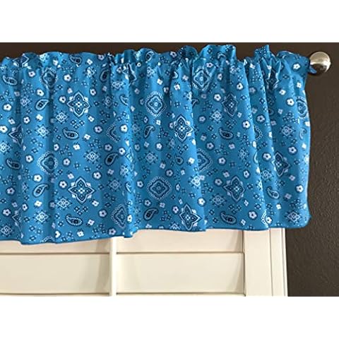 Zen Creative Designs Bandanna Paisley Floral Cotton Print Window Valance 58" Wide Panel/Kids Nursery Window Treatment Decor (Turquoise, 28" Tall) Cover