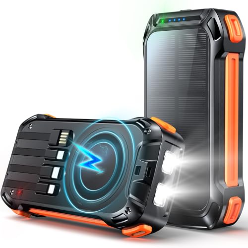 Wireless Power Bank 26800mAh mit 4 Kabeln: 30W USB C Power Bank Schnellladefunktion Externer Akku 7 Ausgänge, tragbares Ladegerät mit SOS Taschenlampe für Handy Tablets Outdoor (Schwarz) Wireless Power Bank 26800mAh mit 4 Kabeln: 30W USB C Power Bank Schnellladefunktion Externer Akku 7 Ausgänge, tragbares Ladegerät mit SOS Taschenlampe für Handy Tablets Outdoor (Schwarz)