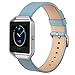 J&D Replacement Band Compatible for Fitbit Blaze Band, [Classic Series] Genuine Leather Band for Fitbit Blaze Smart Fitness Watch Replacement Wristbands - Aqua