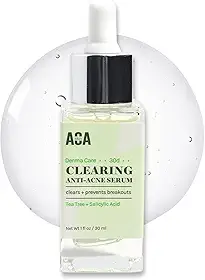 AOA Skin Clearing Sérum Anti-Acne – Sérum de ácido salicílico e retinol para rosto, óleo de melaleuca, esfoliante facial para pele propensa a manchas e limpeza de poros, vegano e livre de crueldade