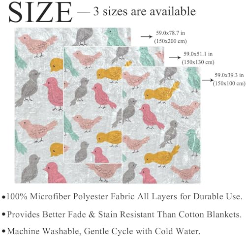 Couverture polaire oiseaux colorés, cadeau idéal déco pour lit et sofa - 5