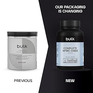 Bulk Complete Nitric Oxide Capsules, Pre Workout, Pack of 180, 30 Servings, Packaging May Vary