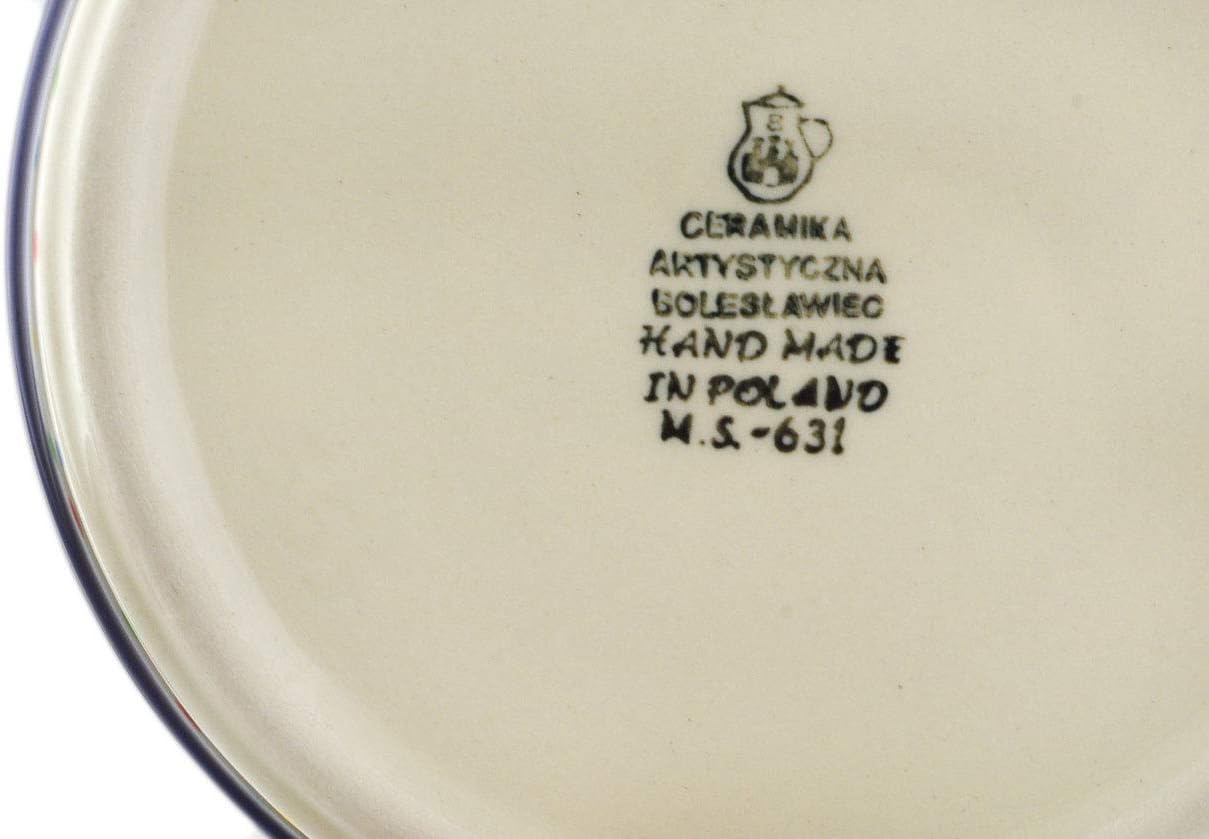Polmedia Polish Pottery Wine Chill with Saucer - Joy Pattern Handmade in Boleslawiec Poland by Ceramika Artystyczna + Certificate of Authenticity