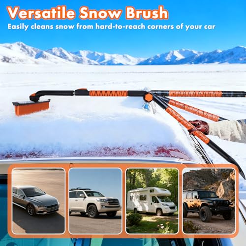 Eazy2hD 3 in 1 Bendable Silicone Snow Brush with Ice Scrapers, 65.75" Extendable Window Ice Removal with Squeegee for Windshield, 360° Pivoting Brush Head Cleaner Tool for Car, Truck, SUV by Eazy2hD - Image 7