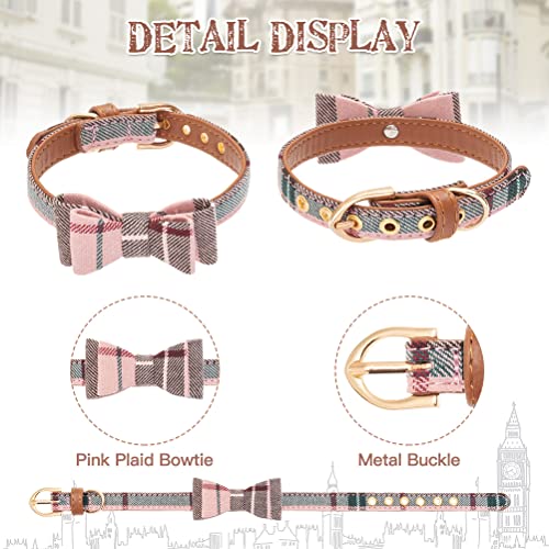 Image of EXPAWLORER Dog Collar and Leash Set - Classic Plaid Dog Bow Tie and Dog Bandana Collar, Dog Leash Tangle Free, Adjustable Collars for Small Medium Large Dogs Cats, Holiday Ideal Gift