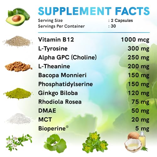 image for MEDCHOICE 12-in-1 Nootropic Brain Supplement Anhydrous: Ginkgo Biloba 