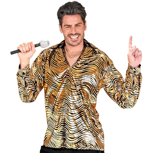 W WIDMANN MILANO Party Fashion - Camisa Disco Fever, estrella del pop, cantante, baile de música ligera, atuendo de mal gusto, disfraces de carnaval