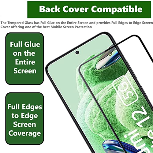 Image of ZARALA Tempered Glass Screen Protector Compatible for Redmi Note 12 5G (Black) with Edge to Edge Coverage and Easy Installation kit (Redmi Note 12 5G)