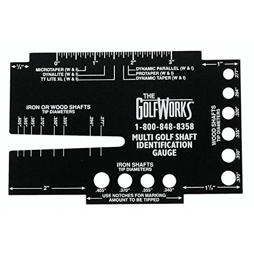 GolfWorks Multi Golf Shaft Size Tip Identification Gauge Ruler Measurement