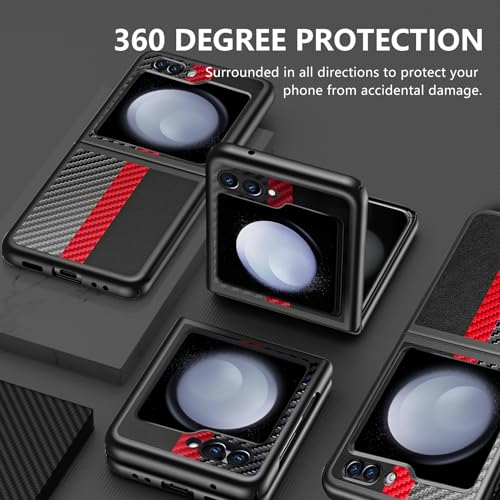 Teryei Case For Samsung Galaxy Z Flip 6 Phone Case, Silky Touch Back Carbon Fiber Leather Cover Ultra-Thin Shockproof Scratch-Resistant Protective Case For Samsung Z Flip 6 thumb #2