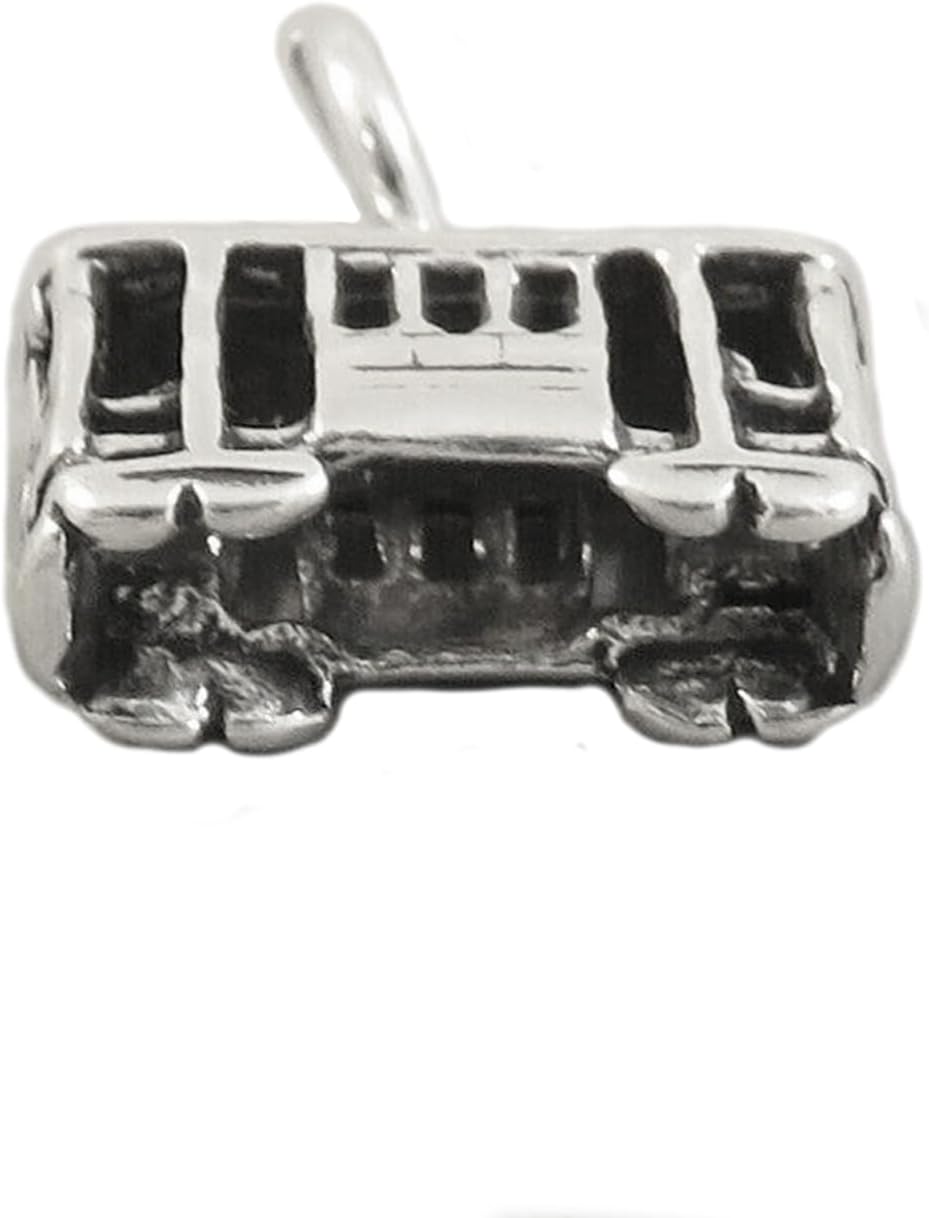 Streetcar Cable Car Tram 3D 925 Sterling Silver Charm Pendant Bracelet Jewelry Making Supply