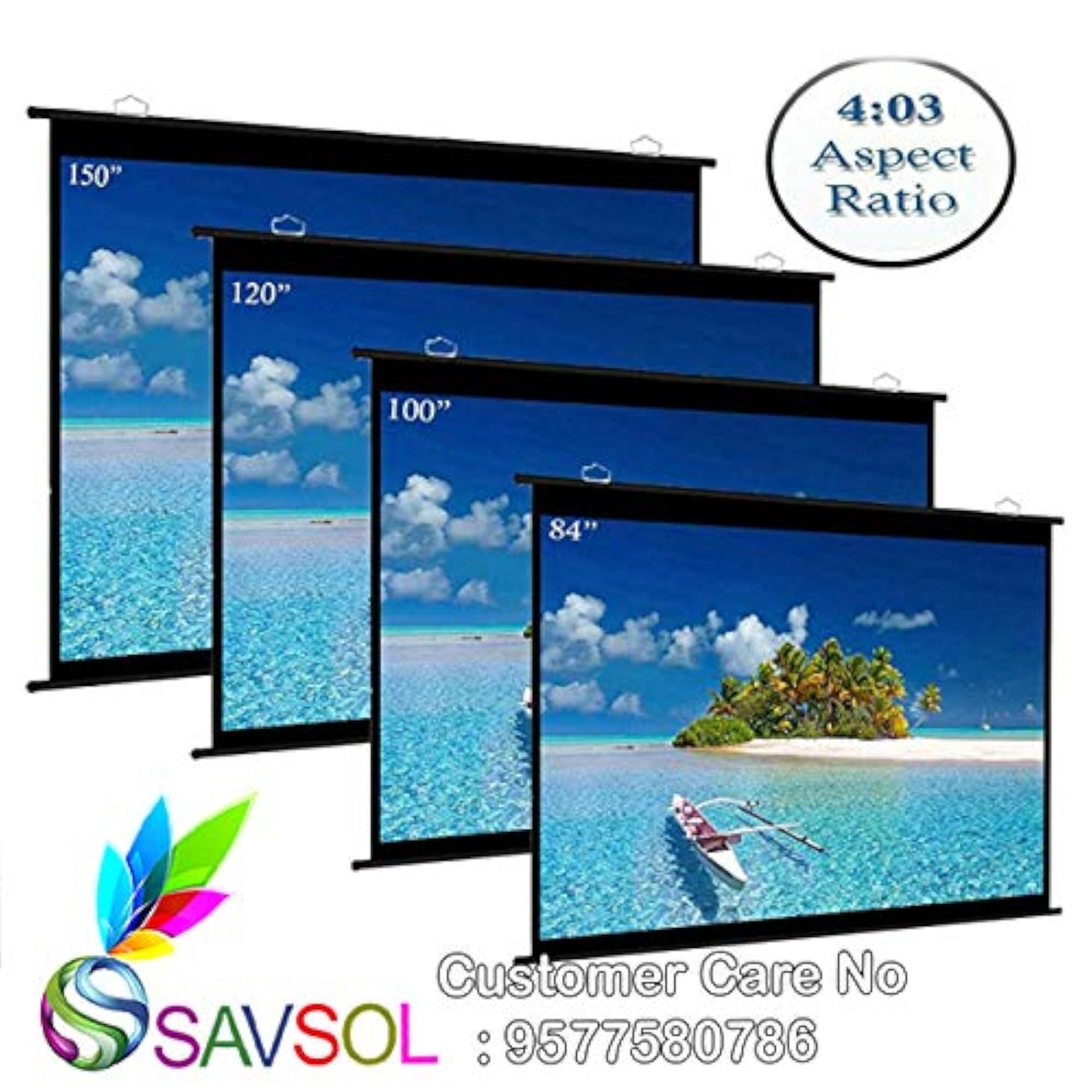 Map Type Projector Screen, 6 ft x 4 ft - 84 Inch Diagonal