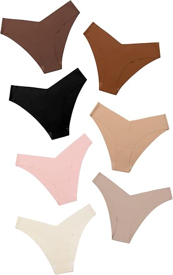 DEANGELMON Women Seamless Bikini Cheeky Underwear Invisible No Show Panties V-Waist Hipster Ladies Soft Stretch Multi Pack
