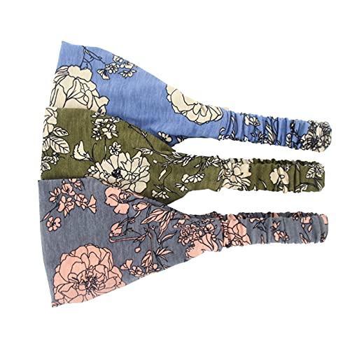 Carede Boho Bandana Headbands For Women Elastic Wide Yoga Headbands Outdoor Floral Print Sports Headbands Non Slip Fashion Hair Bands,Pack Of 6 #TOP6