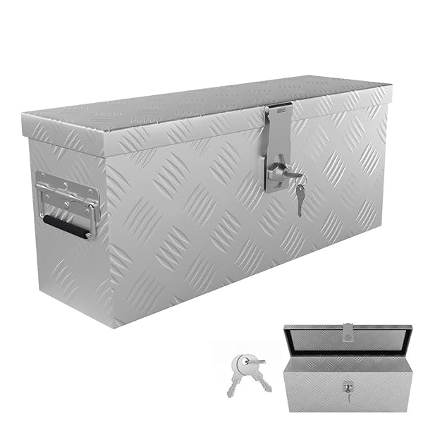 AufuN Truckbox 18 l, skrzynka narzędziowa, skrzynka do przechowywania, aluminiowa walizka transportowa, skrzynka na dyszel do samochodów osobowych, przyczep ciężarowych, pojazdów użytkowych, skrzynka