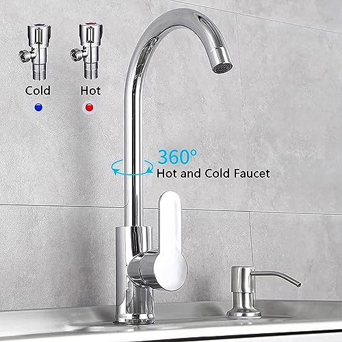 Fregadero de acero inoxidable con grifo de agua fría y caliente lavabo independiente de exterior 4