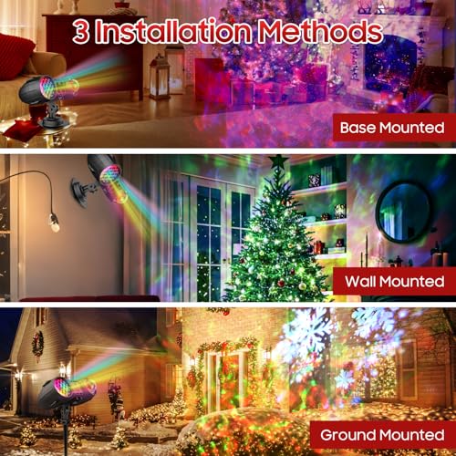 3-in-1 Christmas Projector Lights Outdoor, Dynamic Snowflakes + Ocean Wave Water Pattern + Red/Green Laser Light Show, IP65 Waterproof Remote Projector for Yard, Holiday Decor by TLTH - Used condition - Image 5