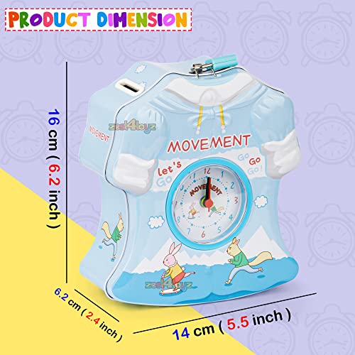 Image of Zest 4 Toyz Money Bank for Kids 2 in 1 Metal Piggy Bank with Lock N Key Table Alarm Clock for Kids Money Saving Box Gullak Money Box Coin Bank Cash Box Birthday Gift Toy Age 3+