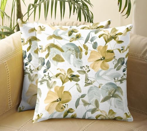 Image of Casableu Cobano Decorative Throw Cushion Cover, 16 x 16 Inch, Floral Pattern, Floral Pillow Covers, 40.64 x 40.64 cm, Set of 2