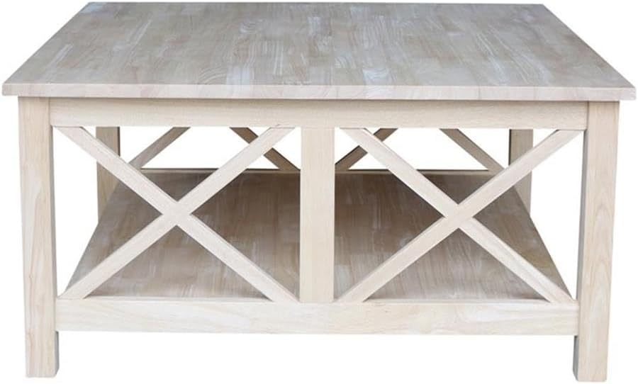 Solid Wood Hampton Square Coffee Table, Unfinished
