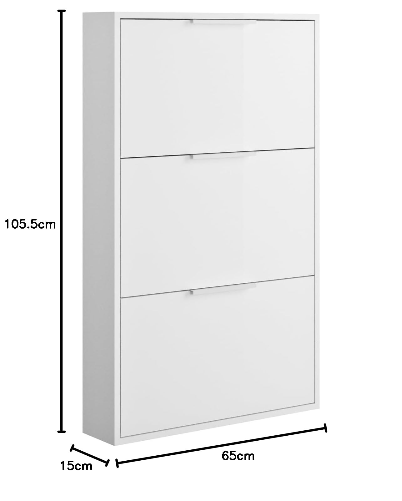 Composad | Scarpiera Slim della Linea ESPRESSO con 3 Ribalte, Scarpiera Salvaspazio, per Ingresso, Ripostiglio, Portascarpe, (LxAxP) 65x105,5x15 cm, Colore Bianco laccato, Made in Italy