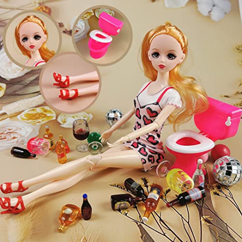 Drwate GCMGM10006 36 Pcs Mini Wine Bottles Cake Toppers With 12 Mini Wine Bottles 5 Mini Wine Glasses 1Toilet Toy 1 Beauty Doll 21St Birthday Cake Topper For Celebrating Birthday Girl Party thumb #2