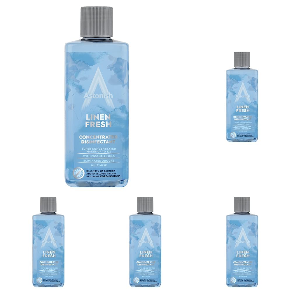 Astonish 3 in 1 Multi-Purpose Super Concentrated Disinfectant with Long Lasting Fragrance, Linen Fresh, 300ml (Pack of 5)