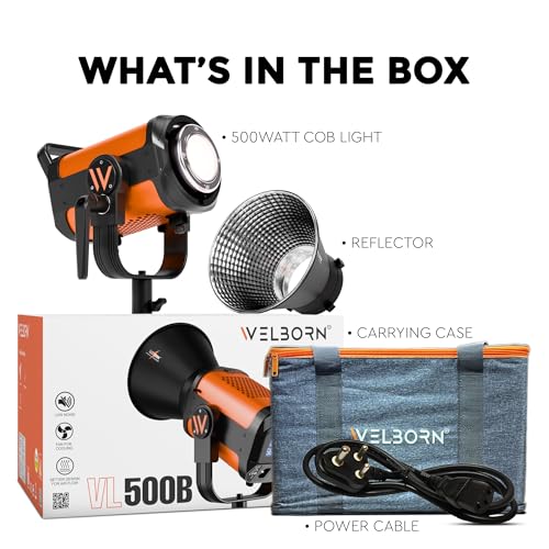 Image of Welborn VL-500B Bi-Color LED COB Continuous Light with App Control, 18cm Reflector, 500W - 3200K-5600K Adjustable Color Temperature, AC Powered, Ideal for Photography & Video Shooting (500B)