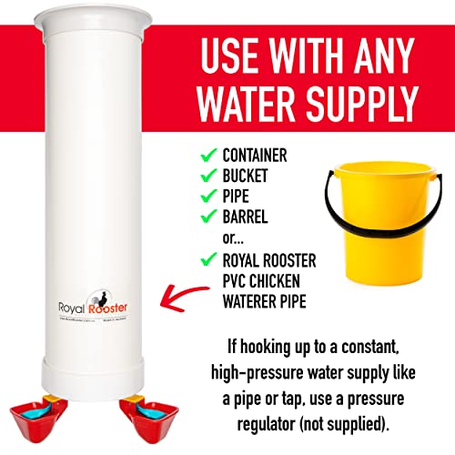Royal Rooster Lubing Drinker Cup Poultry Waterer Nipple European Made 'No Peck' - 4 Pack #TOP7